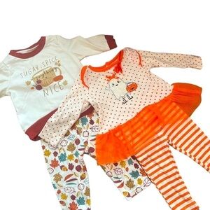 Bundle Baby Girl Infant 3-6m Fall Halloween Matching Tutu Bodysuit Shirt Pants